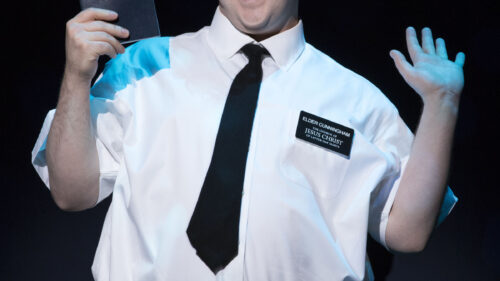 Cody Jamison Strand as Elder Cunningham in The Book of Mormon. © Julieta Cervantes