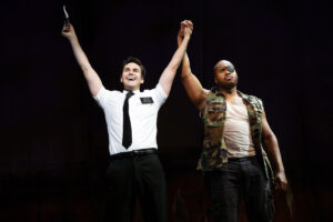 Kevin Clay as Elder Price and Derrick Williams as The General in The Book of Mormon.
© Julieta Cervantes