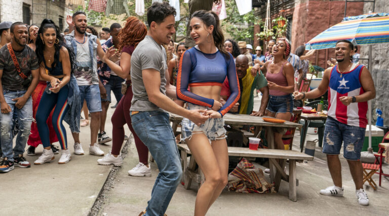 Anthony Ramos as Usnavi and Melissa Barrera as Vanessa in "In The Heights"