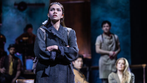 Myra Molloy as Eurydice and the cast of Hadestown. © Matthew Murphy