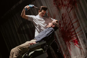 Andrew Durand as Orin Scrivello D.D.S. and Joshua Bassett as Seymour in Little Shop of Horrors.
© Michaelah Reynolds