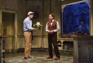 Milo Manheim as Seymour and Reg Rogers as Mr. Mushnik in Little Shop of Horrors.
© Emilio Madrid