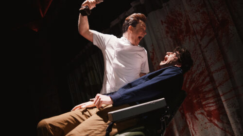 Jeremy Kushnier as Dr. Orin Scrivello DDS and Milo Manheim as Seymour in Little Shop of Horrors. © Emilio Madrid