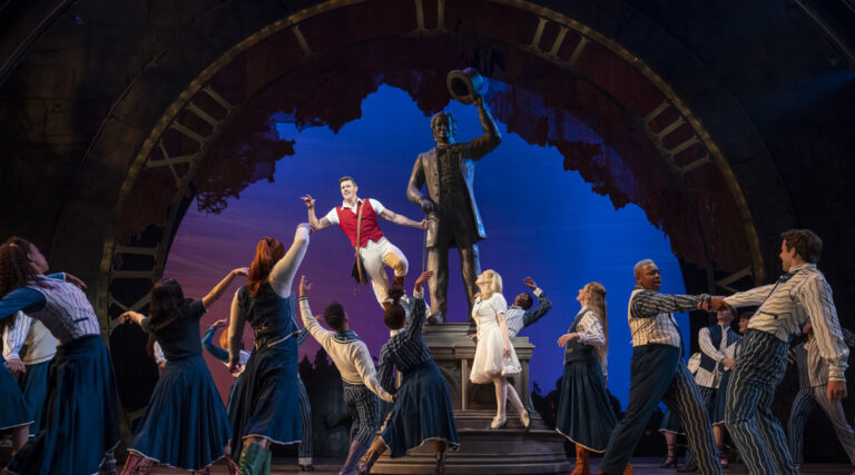 Jordan Litz as Fiyero and the cast of Wicked. © Joan Marcus