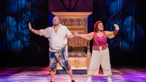James Monroe Iglehart as "Lance" and Cheryl Porter as "Angélique" in & JULIET. © Evan Zimmerman