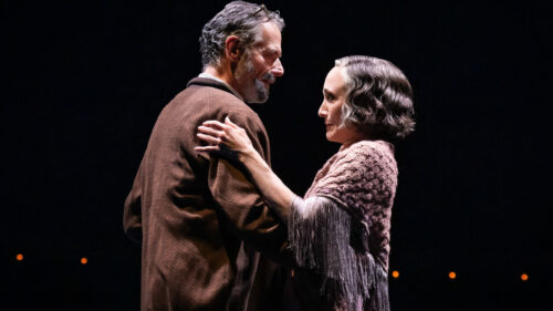 CABARET - Steven Skybell (left) as Herr Schultz and Bebe Neuwirth as Fraulein Schneider in CABARET at the Kit Kat Club at the August Wilson Theatre. Photo by Marc Brenner