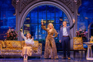 Jennifer Simard as Helen Sharpe, Betsy Wolfe as Madeline Ashton and Christopher Sieber as Ernest Menville in Death Becomes Her.
© Matthew Murphy and Evan Zimmerman