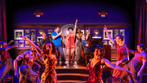 Ainsley Melham as Dwayne, Jasmine Amy Rogers as Betty Boop and the cast of BOOP! The Musical. © Matthew Murphy and Evan Zimmerman