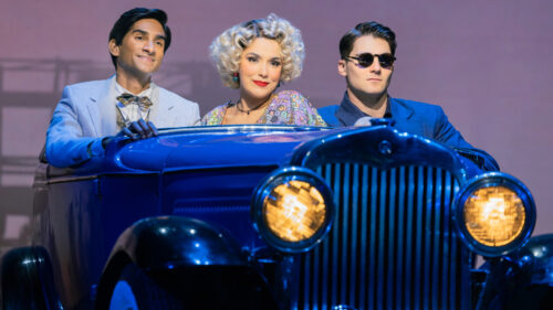 Michael Maliakel as Nick Carraway, Linedy Genao as Myrtle Wilson and Austin Colby as Tom Buchanan in The Great Gatsby. © Evan Zimmerman for MurphyMade