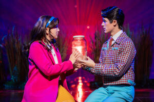 Hannah Kevitt as Claire and Darren Criss as Oliver in Maybe Happy Ending.
© Evan Zimmerman