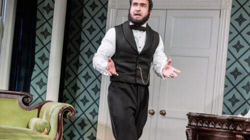 Kumail Nanjiani as Mary's Husband in Oh, Mary!. © Evan Zimmerman for MurphyMade
