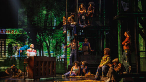 Brandon Victor Dixon as Davis and the cast of Hell's Kitchen. © Marc J. Franklin