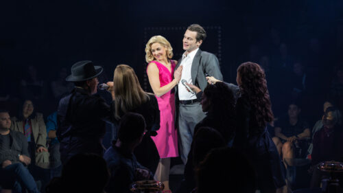 Erika Henningsen as Sandra Dee and Jonathan Groff as Bobby Darin in Just In Time. © Matthew Murphy and Evan Zimmerman