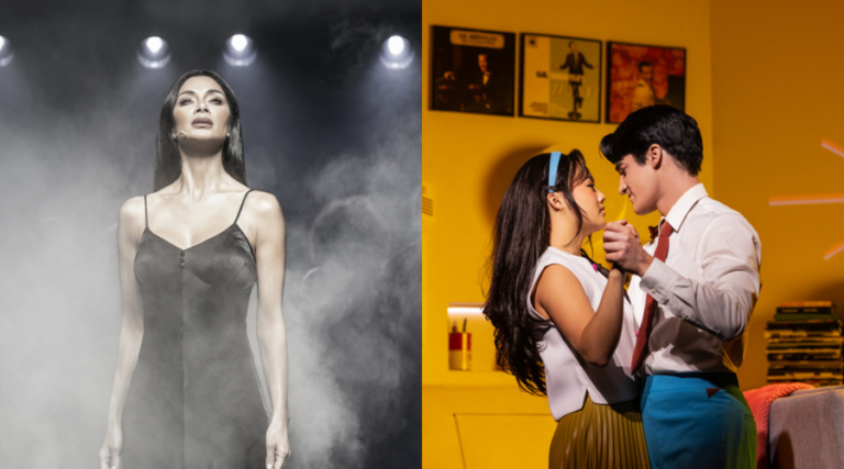 Nicole Scherzinger as Norma Desmond in Sunset Boulevard. © Marc Brenner/ Helen J Shen as Claire and Darren Criss as Oliver in Maybe Happy Ending. © Matthew Murphy and Evan Zimmerman