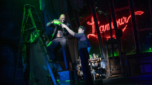 Wayne Brady as Harold Zidler and Christian Douglas as Christian in Moulin Rouge! The Musical. © Matthew Murphy