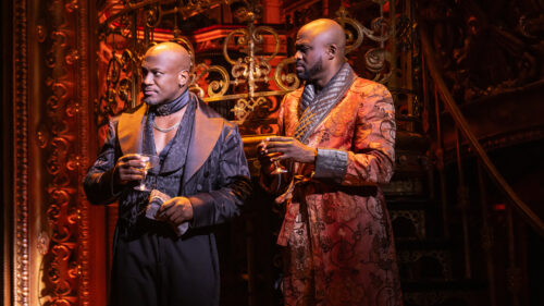 Taye Diggs as The Duke of Monroth and Wayne Brady as Harold Zidler in Moulin Rouge! The Musical. © Matthew Murphy