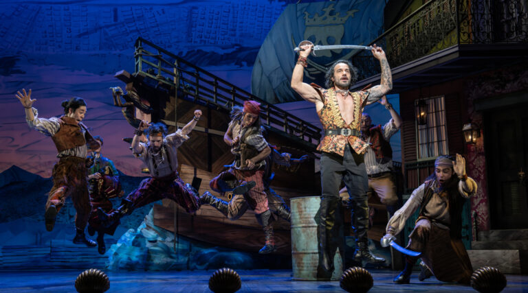 Ramin Karimloo as The Pirate King and the cast of Pirates! The Penzance Musical.