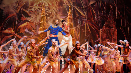 Michael James Scott and Michael Maliakel perform the iconic "Friend Like Me" number in Aladdin.