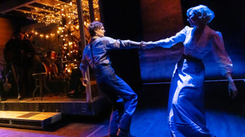 Andrew Durand as Elmer McCurdy and Juliet Knitel in Dead Outlaw. © Matthew Murphy