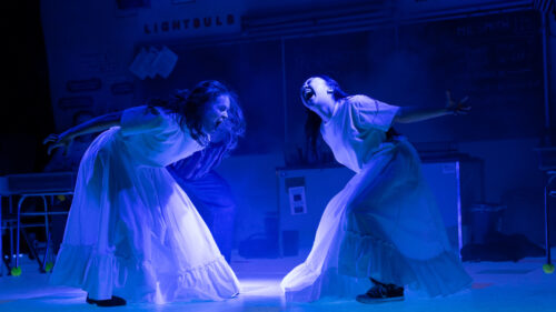 Sadie Sink as Shelby Holcomb and Amalia Yoo as Raelynn Nix in John Proctor is the Villain. © Julieta Cervantes