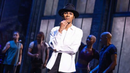 Elijah Rhea Johnson as Michael and the cast of MJ. © Matthew Murphy