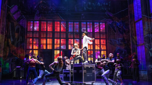 Elijah Rhea Johnson as Michael and the cast of MJ. © Matthew Murphy