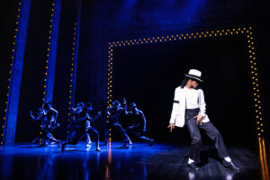 Elijah Rhea Johnson as Michael and the cast of MJ.
© Matthew Murphy