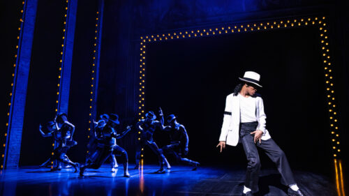 Elijah Rhea Johnson as Michael and the cast of MJ. © Matthew Murphy