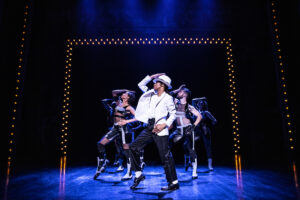 Elijah Rhea Johnson as Michael and the cast of MJ.
© Matthew Murphy