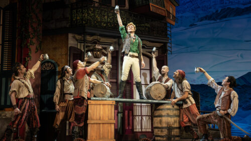 Nicholas Barasch as Frederic and the cast of Pirates! The Penzance Musical.