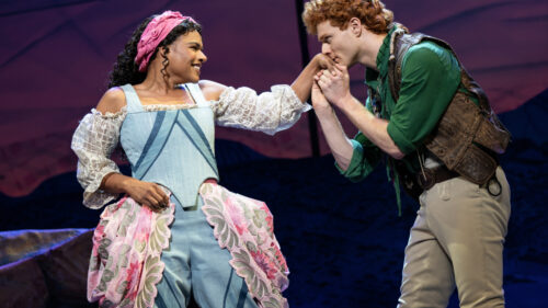 Samantha Williams as Mabel and Nicholas Barasch as Frederic in Pirates! The Penzance Musical.