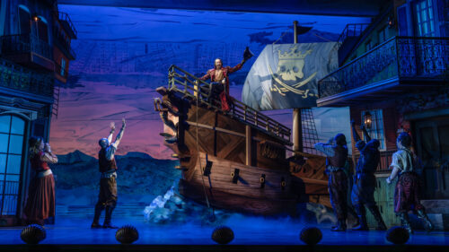 Ramin Karimloo as The Pirate King and the cast of Pirates! The Penzance Musical.