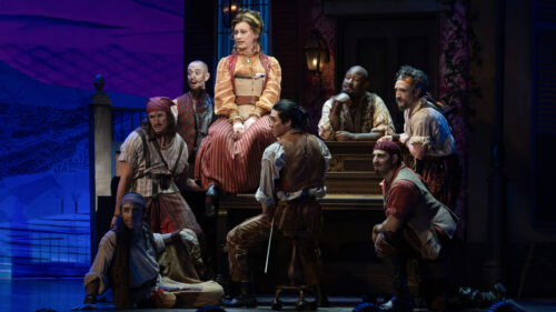 Jinkx Monsoon as Ruth and the cast of Pirates! The Penzance Musical.