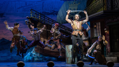 Ramin Karimloo as The Pirate King and the cast of Pirates! The Penzance Musical.