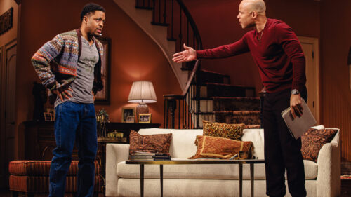 Jon Michael Hill as Nazareth "Naz" Jasper and Glenn Davis as Solomon "Junior" Jasper in Purpose. © Marc J. Franklin