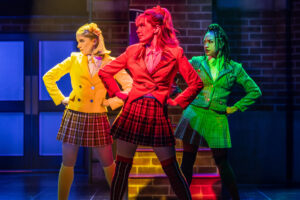 Elizabeth Teeter as Heather McNamara, McKenzie Kurtz as Heather Chandler and Olivia Hardy as Heather Duke in Heathers The Musical.
© Evan Zimmerman for MurphyMade