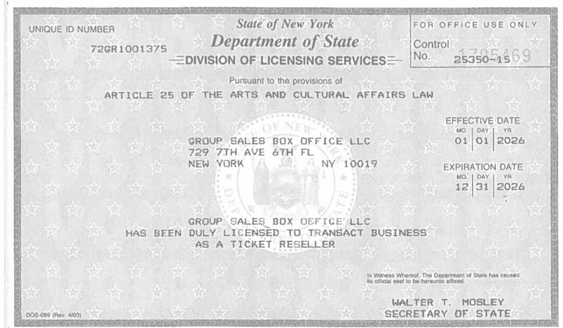 GSBO 2026 Ticketing License