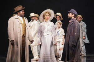 Joshua Henry as Coalhouse Walker Jr., Caissie Levy as Mother, Brandon Uranowitz as Tateh and the cast of Ragtime.
© Matthew Murphy
