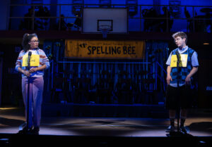 Jasmine Amy Rogers as Olive Ostrovsky and Kevin McHale as William Barfée in The 25th Annual Putnam County Spelling Bee.
© Joan Marcus