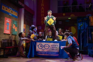 Philippe Arroyo as Chip Tolentino and the cast of The 25th Annual Putnam County Spelling Bee.
© Joan Marcus